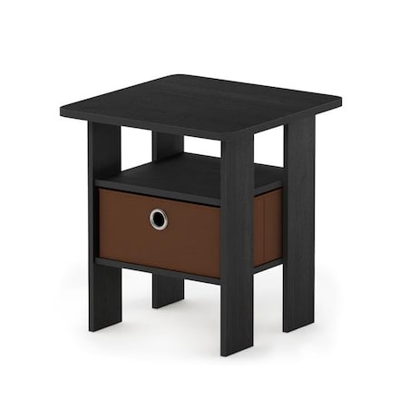 Furinno Furinno 11157AM-MBR Andrey End Table Nightstand with Bin Drawer; Americano & Medium Brown 11157AM/MBR